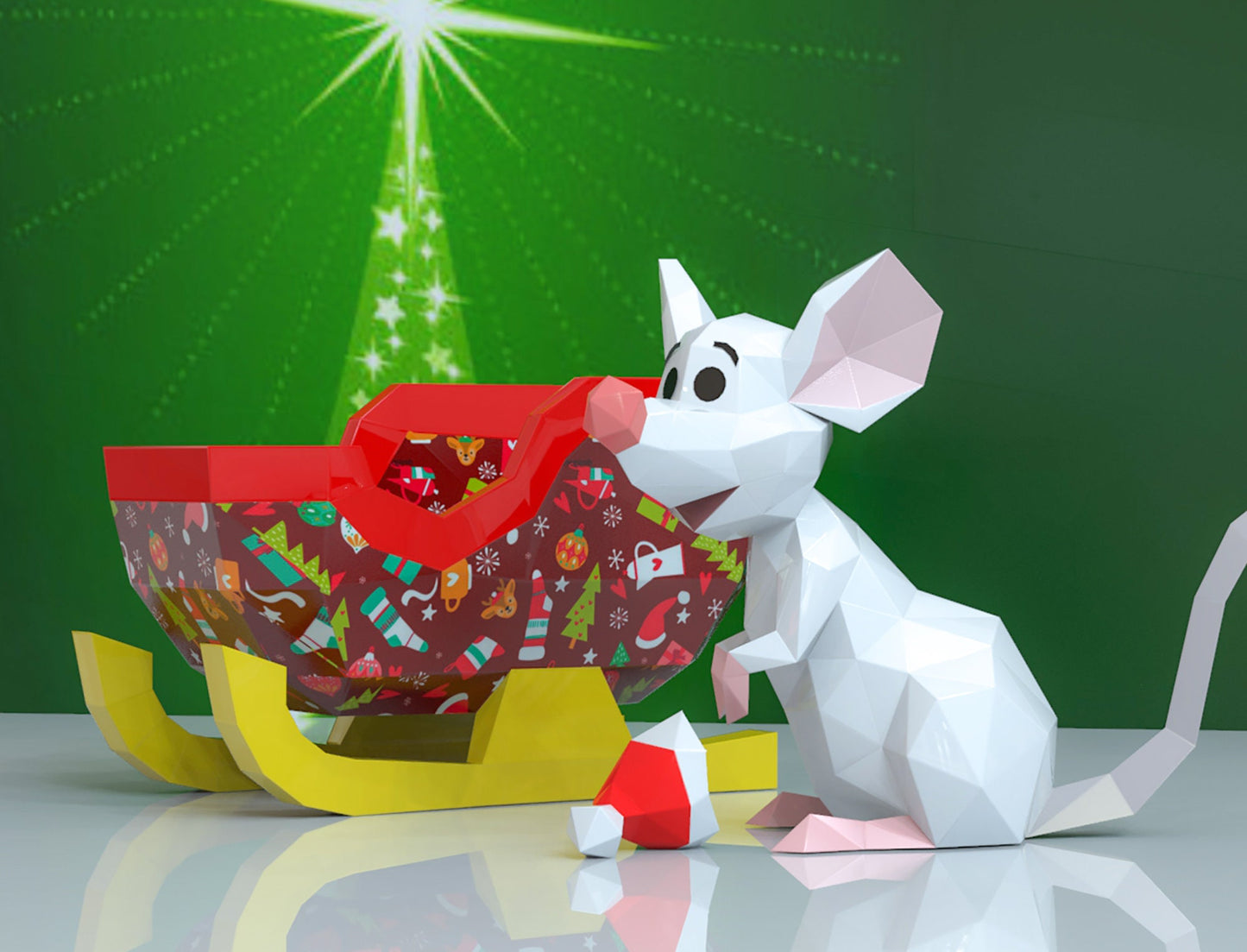 Mouse Christmas sleigh