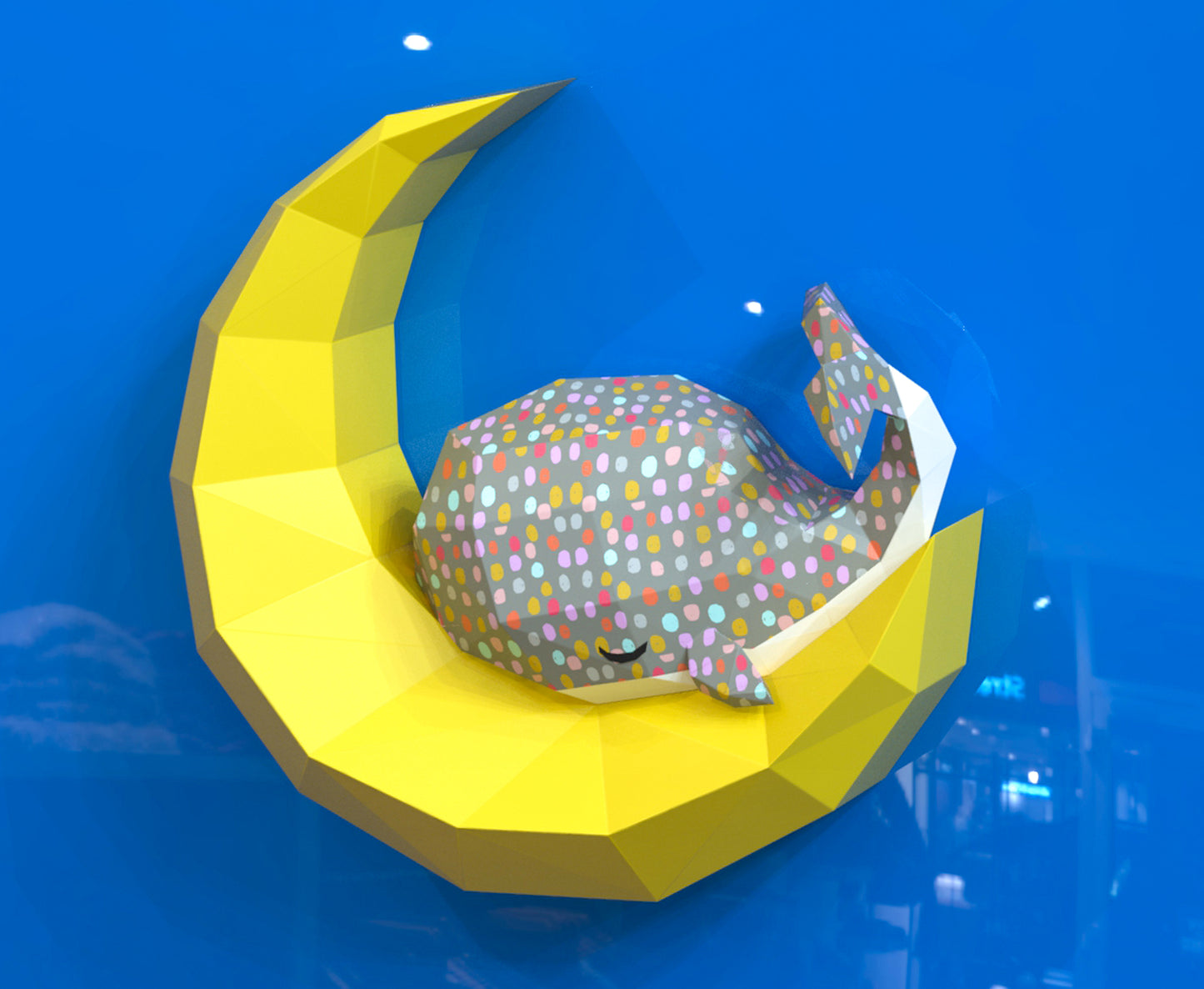 Whale sleeping on moon