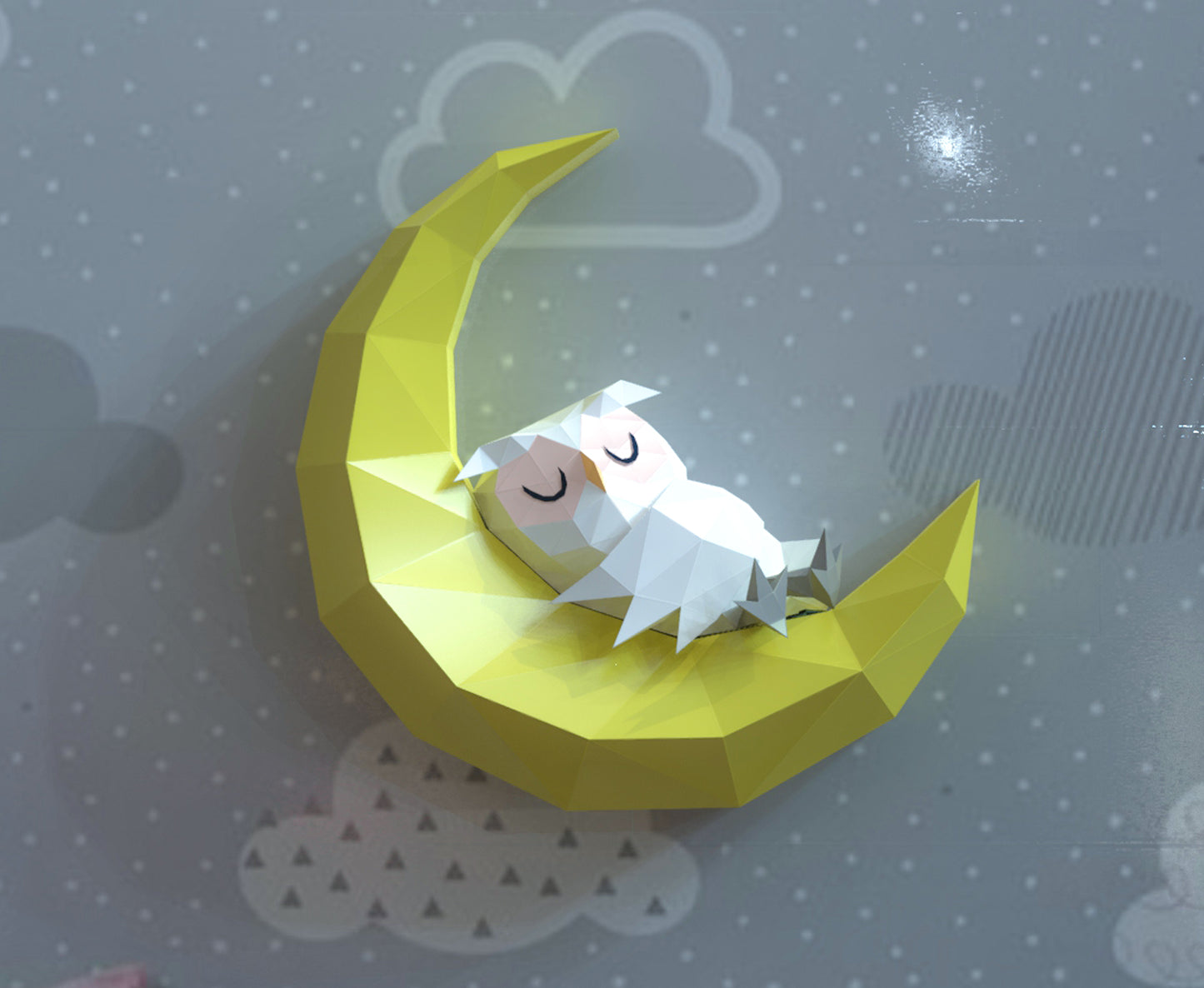 Owl sleeping on moon